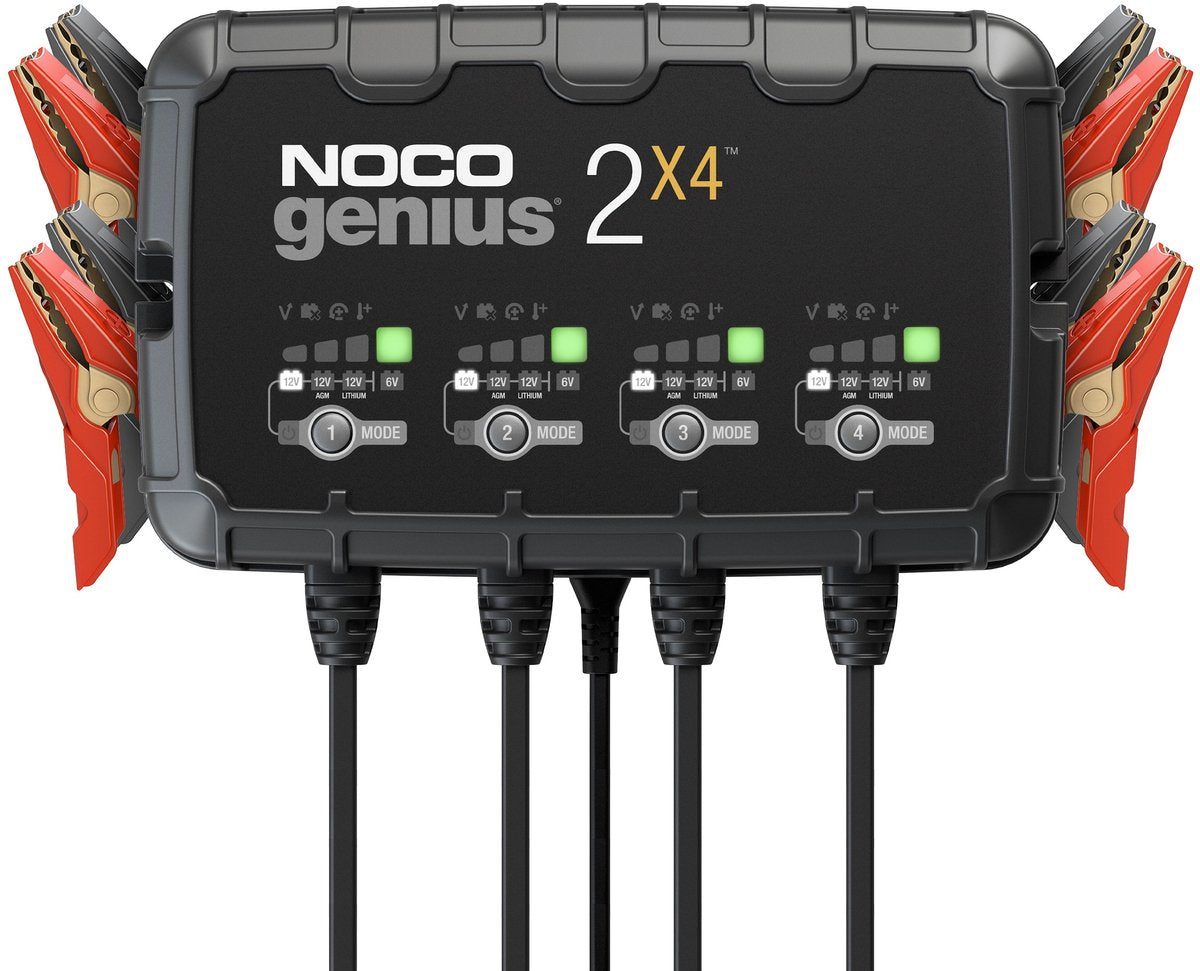 Noco genius 2x4 acculader – viervoudige lader – 6v 12v – 8a totaalvermogen – intelligent druppellader