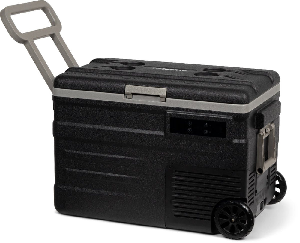 Steamy -e single zone roller elektrische compressor koelbox op wielen - single zone - 45 liter - 12v en 230v - voor auto en camping - zwart