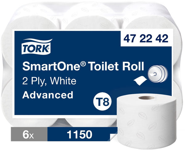 Tork 472242 smartone toiletpapier t8 advanced 2-laags wit 6 rollen x 1150 vellen (472242)