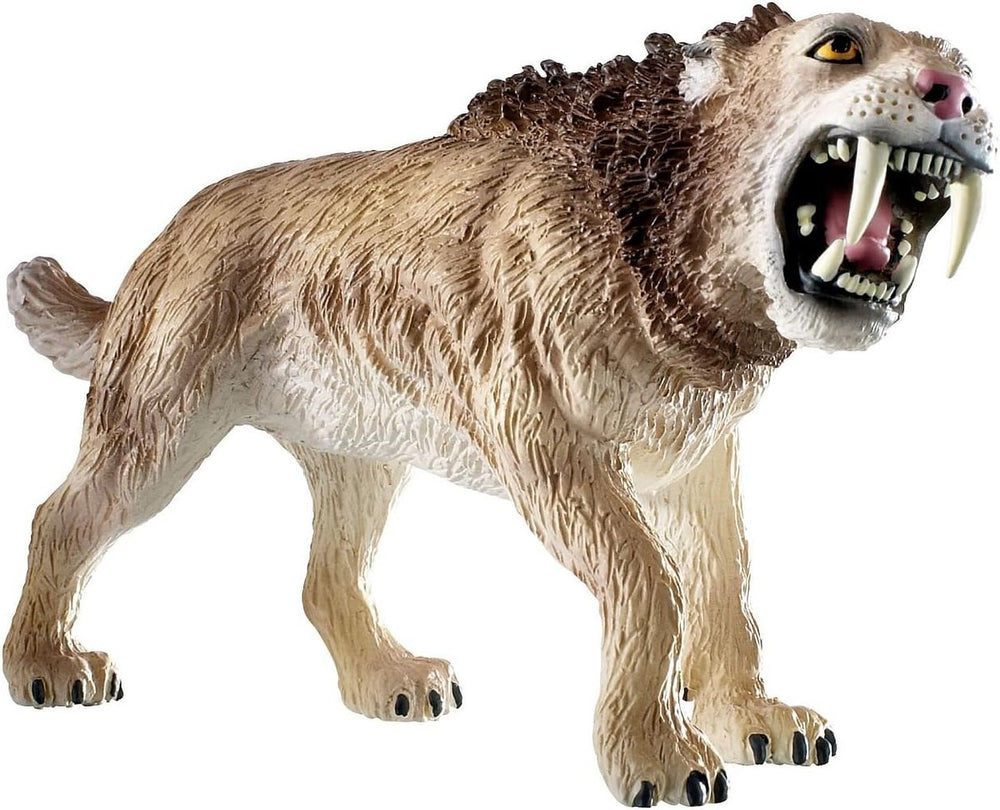 Bullyland 58375 – speelfiguur en verzamelfiguur sabeltandtijger (smilodon) – ca. 9 cm – levensecht en detailrijk vormgegeven – ideaal als educatief speelfiguur, taartdecoratie of klein cadeautje voor kinderen vanaf 3 jaar.