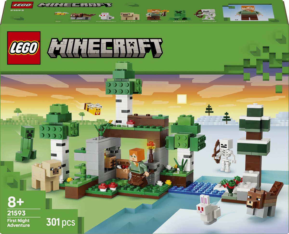 Lego minecraft eerste nacht-avontuur speelgoed voor kinderen en kinderkamer decoratie 21593