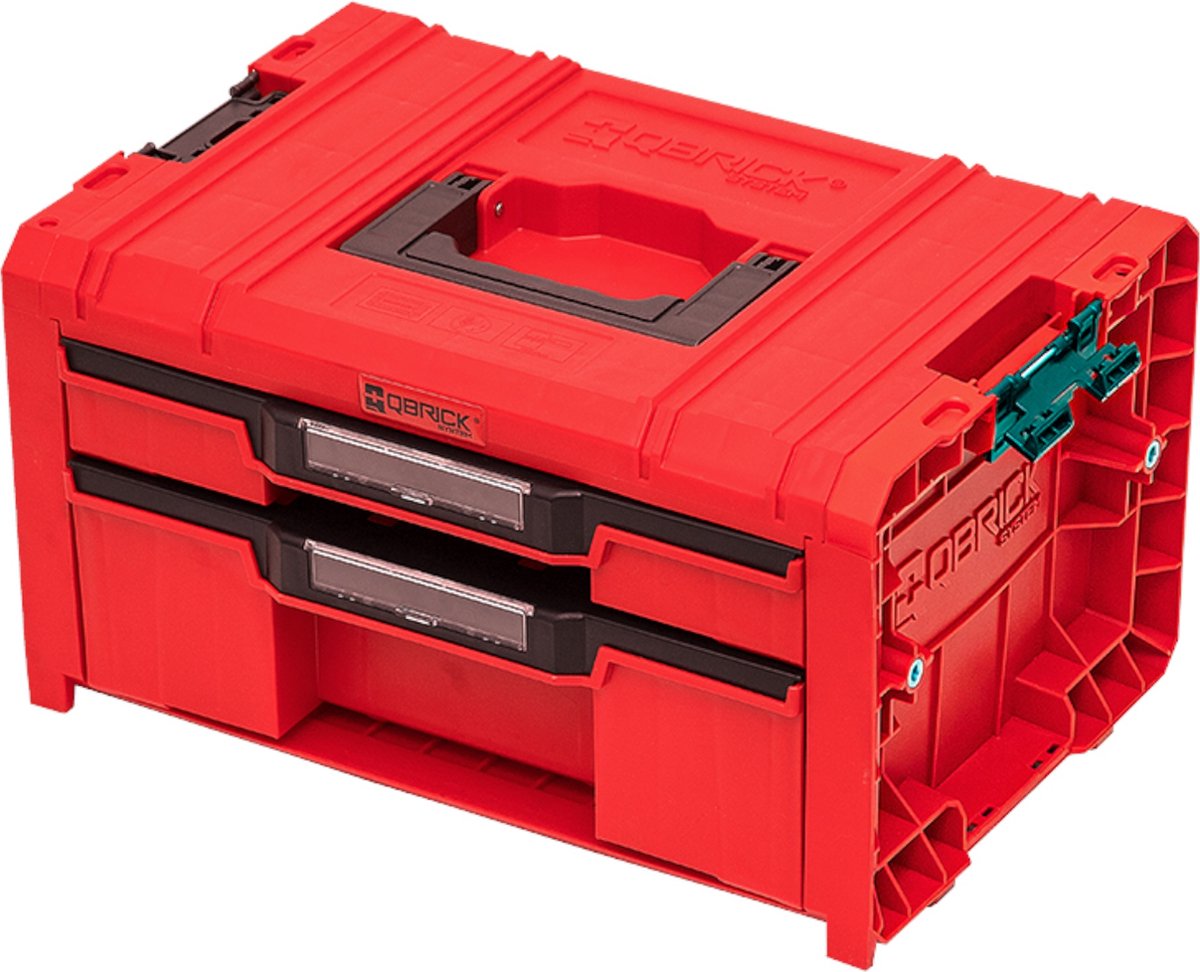 Qbrick system pro lade 2 gereedschapskoffer 2.0 expert red ultra hd gereedschapskoffer 450 x 310 x 244 mm 14 l stapelbaar ip54 met 2 laden