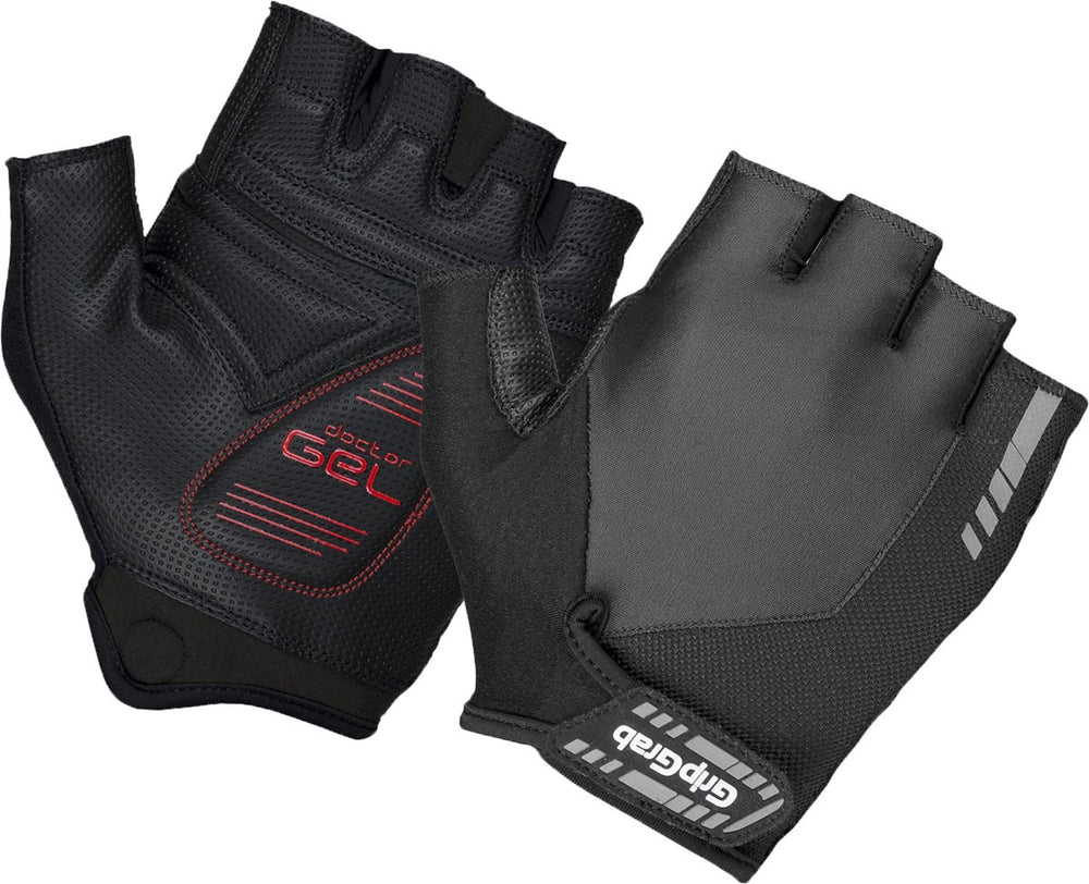 Gripgrab - progel padded korte vinger zomer fietshandschoenen wielrenhandschoenen met padding - zwart - unisex - maat m