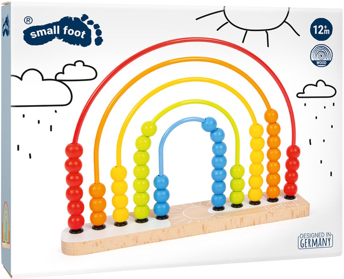 Kleine voet - houten motoriekspiraal regenboog