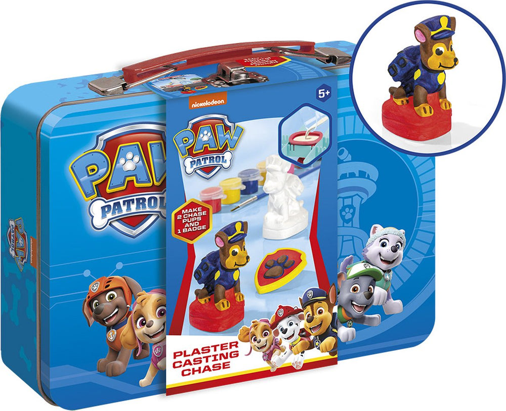 Totum paw patrol speelgoed chase gips figuur gieten en beschilderen - knutselset in metalen koffertje - vanaf 5 jaar