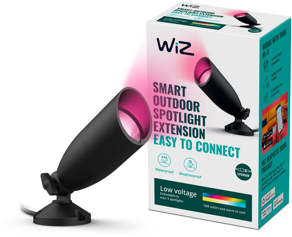 Wiz buitenlamp - grondspot uitbreidingsset - gekleurd en wit licht - slimme led verlichting - 12v - zwart