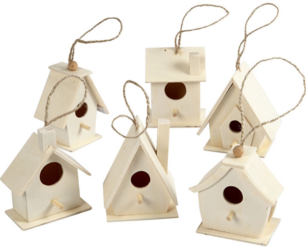 Creatief bedrijf vogelhuis hout 7cm, 6st.