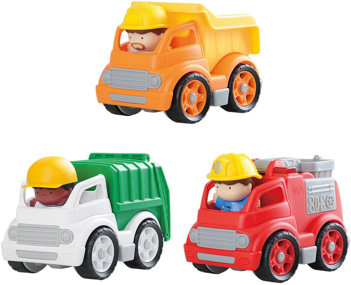 Speelwerkvoertuigen met figuren speelset, 6dlg.