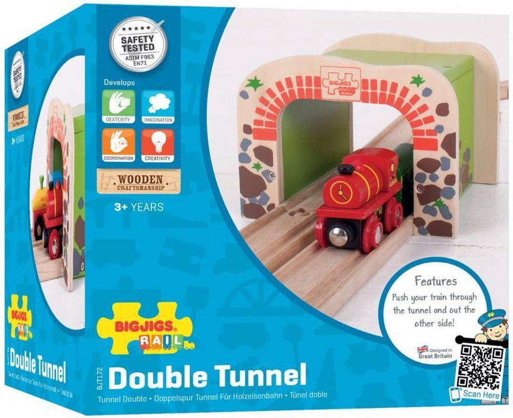 Bigjigs houten rails - dubbelspoor tunnel