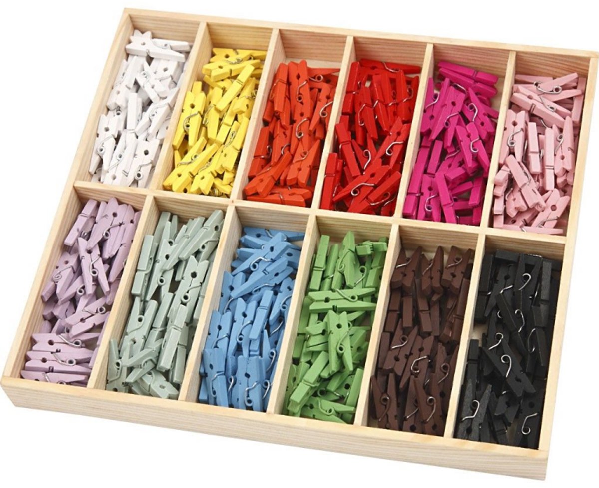 Creativ company https: www.cchobby.nl mini-wasknijper-l-25-mm-b-3-mm-diverse-kleuren-12x24-stuk-1-doos