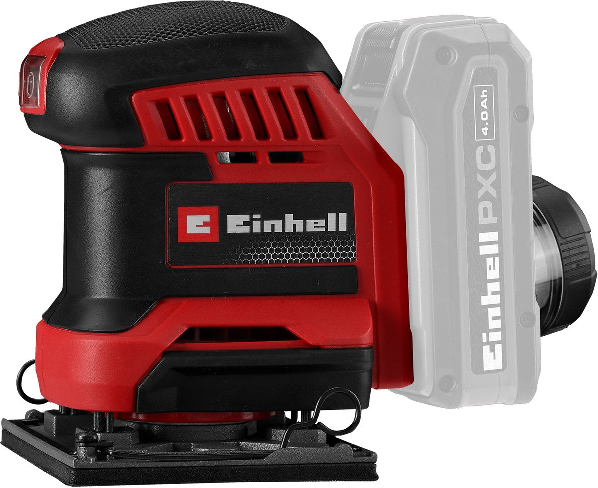 Einhell accu vlakschuurmachine te-os 18 113 li solo - power x-change - 18 v li-ion - schuuroppervlak: 113 x 101 mm - incl. 2 vellen schuurpapier - excl. accu en lader