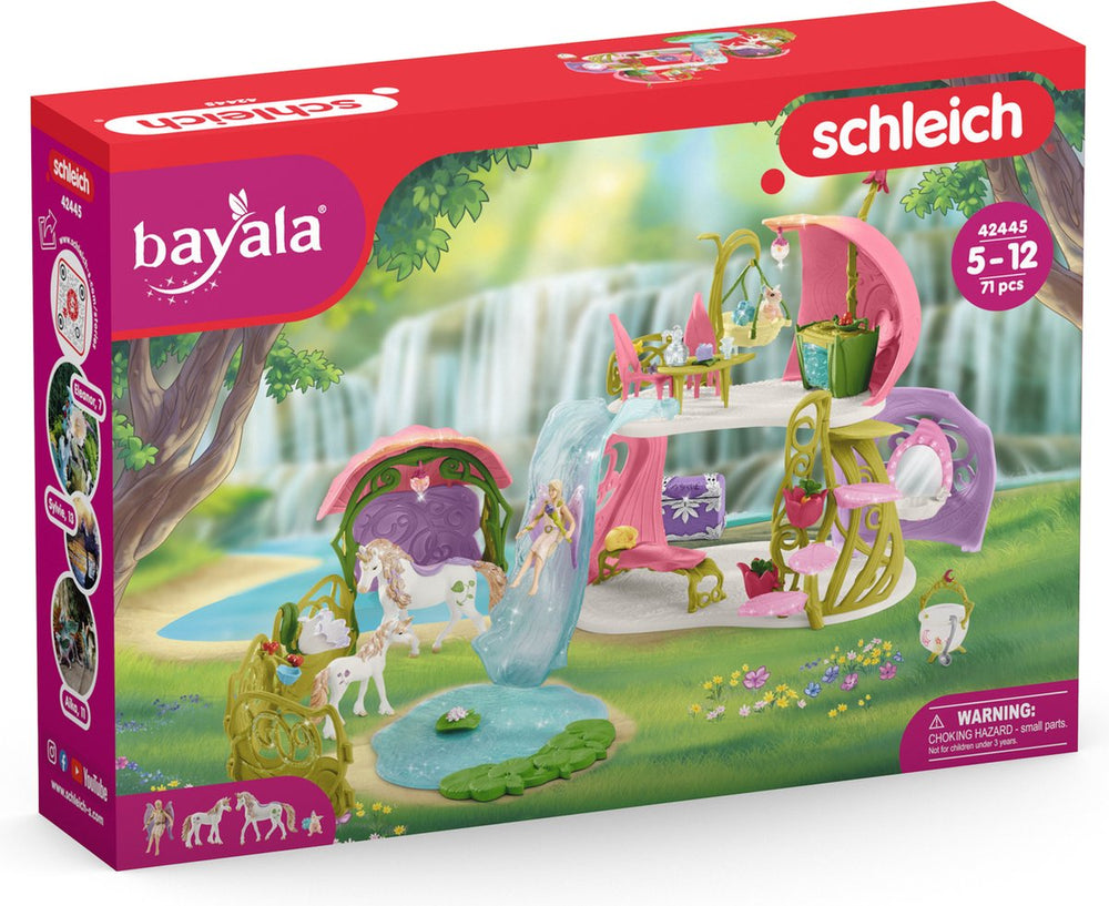 Schleich bayala - glinsterend bloemenhuis - kinderspeelgoed - met unicorn, elven, meertje en stal - 71 onderdelen