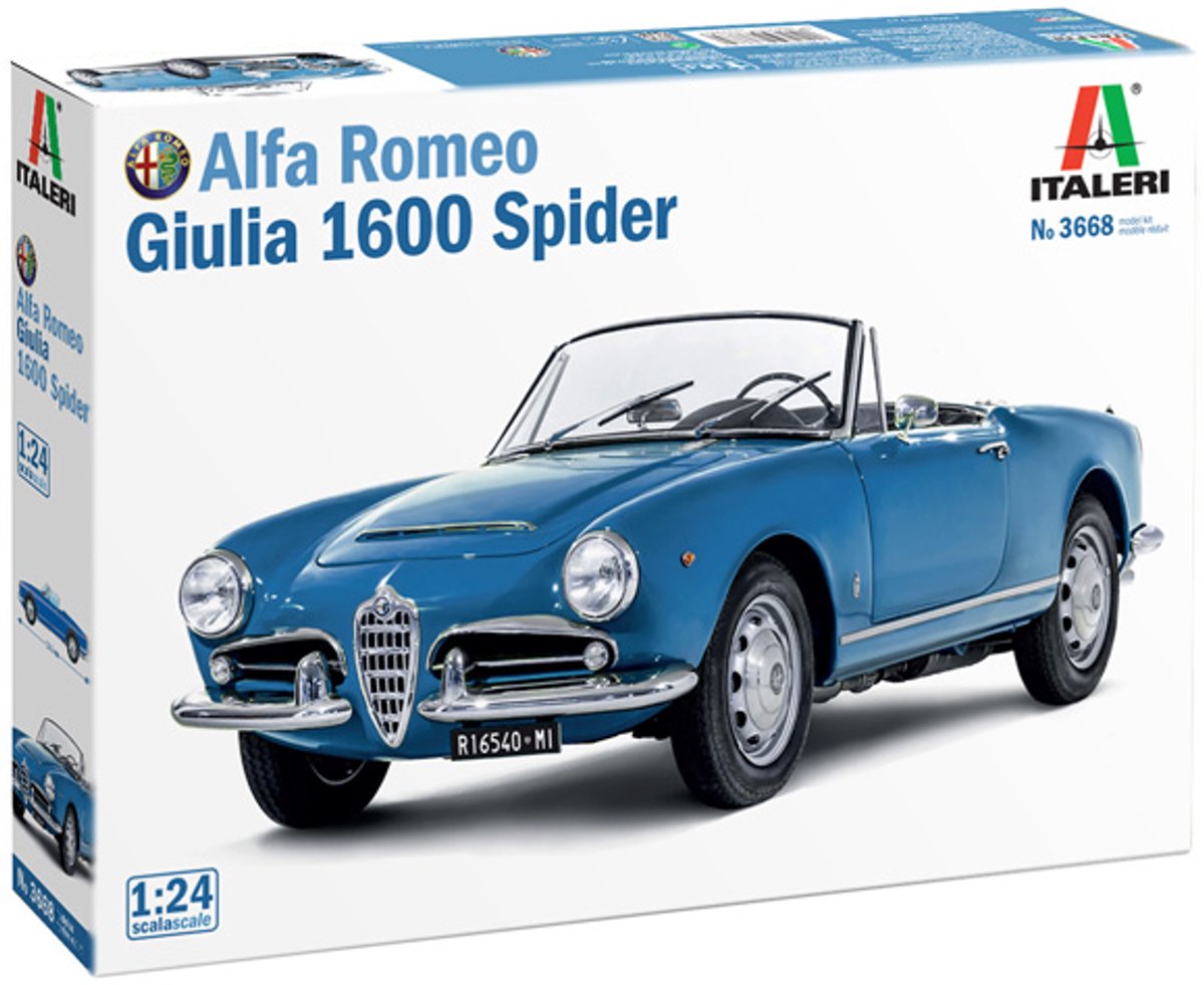 Italeri modelbouwpakket militaire voertuigen - 3668 alfa romeo giulia 1600 spider - auto plastic - 1:24 - modelbouw