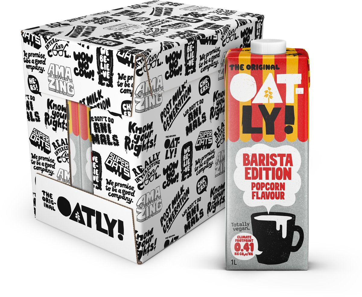 Oatly! oatly haver barista edition popcorn flavour - 6 stuks - (6l) - houdbare plantaardige melk - barista popcorn - voordeelverpakking