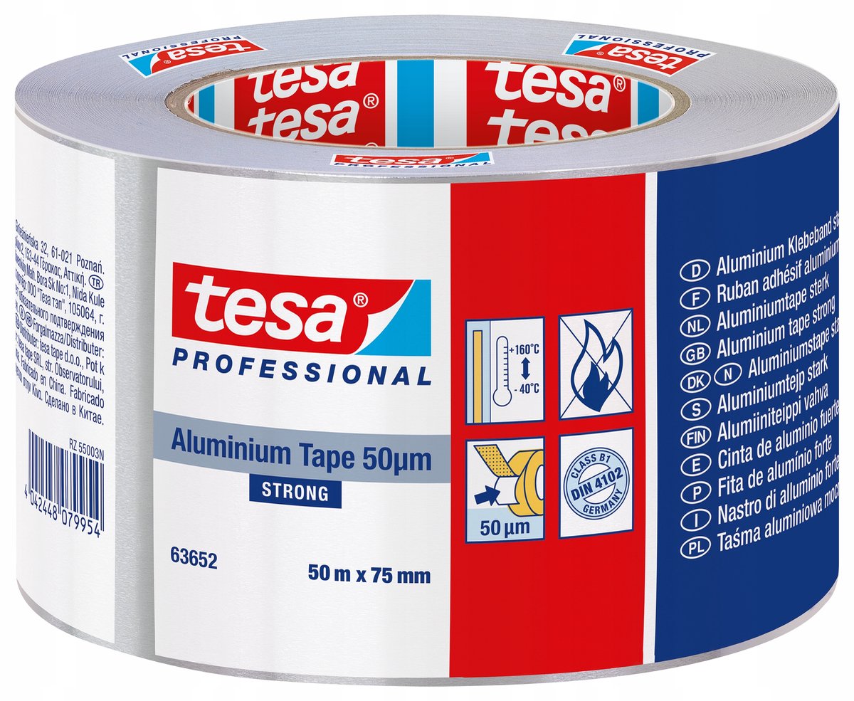 Tesa professional - zelfklevende aluminium reparatietape - 50m - 75mm - sterk