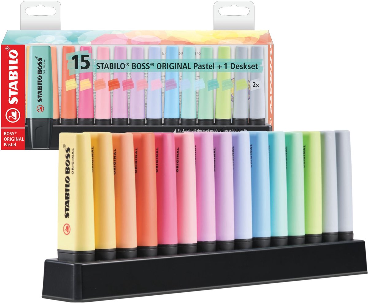 STABILO BOSS ORIGINAL Bureauset Pastel, 15st.
