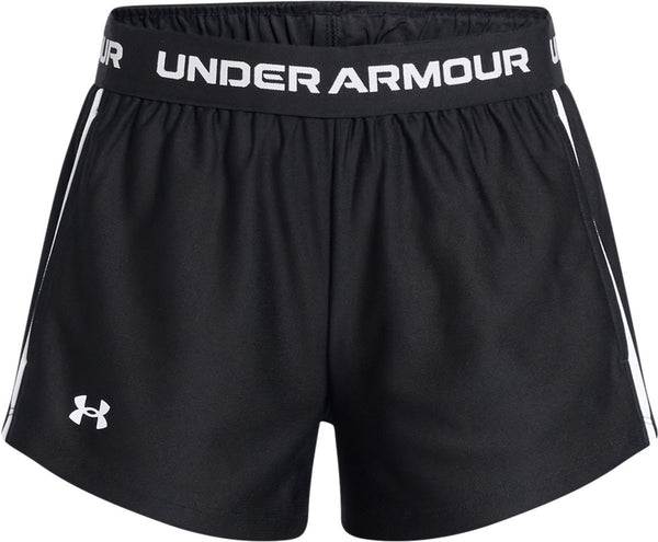 Under armour g tech play up short-blk meisjes sportbroek - zwart zwart wit 122