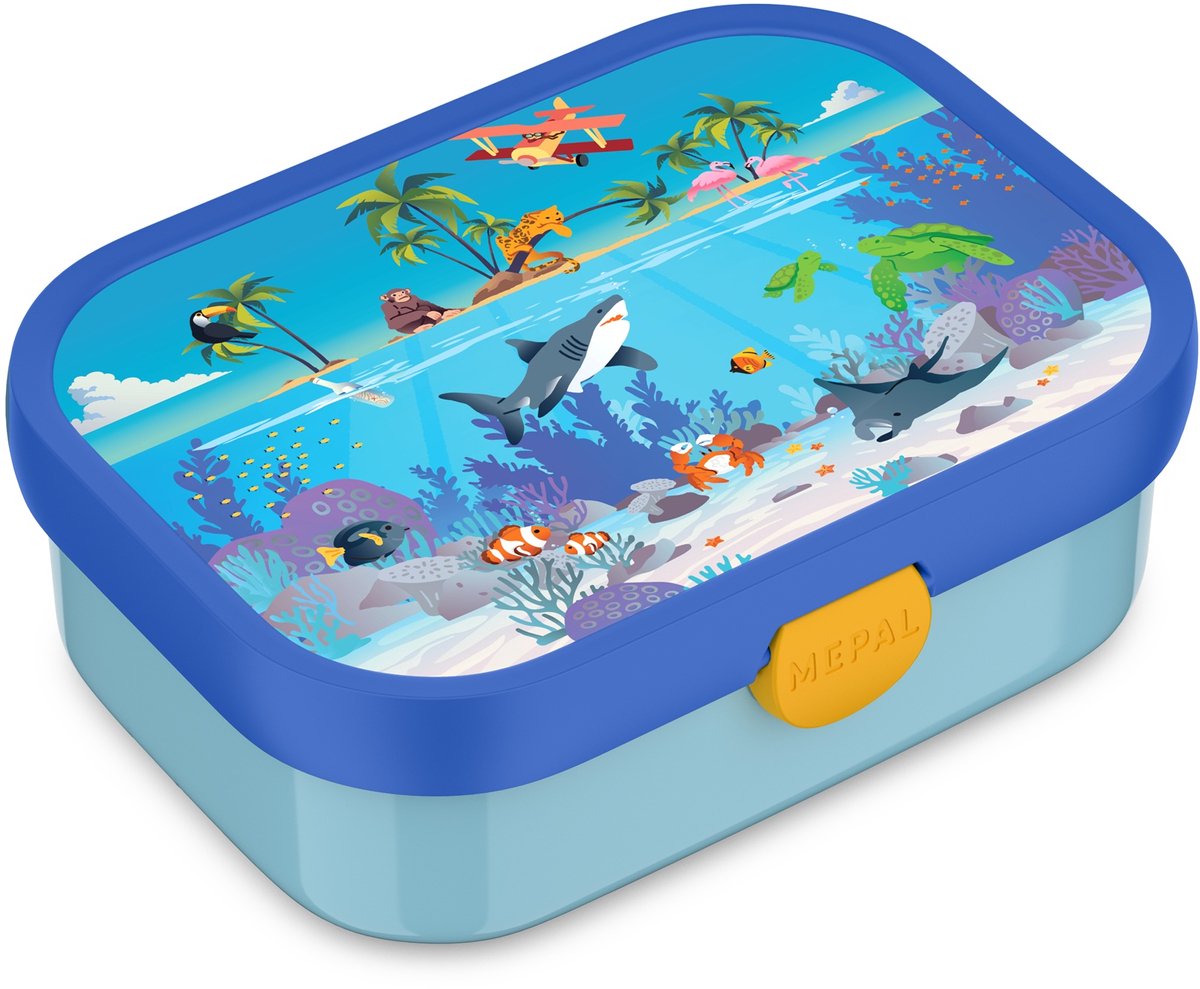 Mepal lunchbox campus - 750 ml - broodtrommel met vakjes voor kinderen - geschikt voor 4 boterhammen - tropical ocean