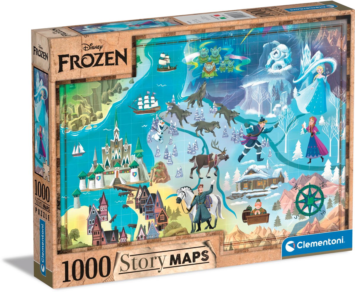 Clementoni wereldkaart puzzel disney frozen, 1000st.