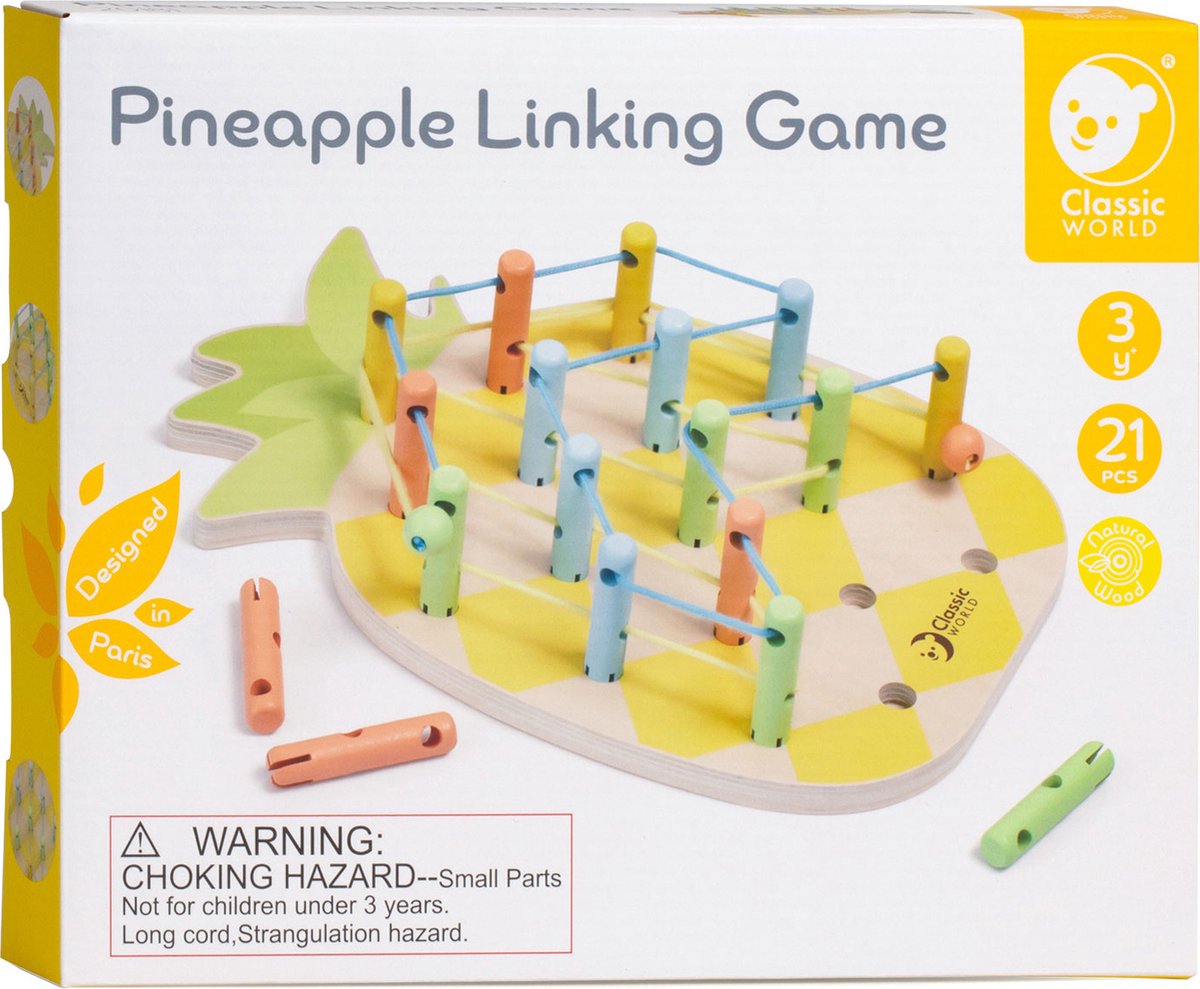 Klassieke wereld houten ananas verbindingsspel, 21dlg.
