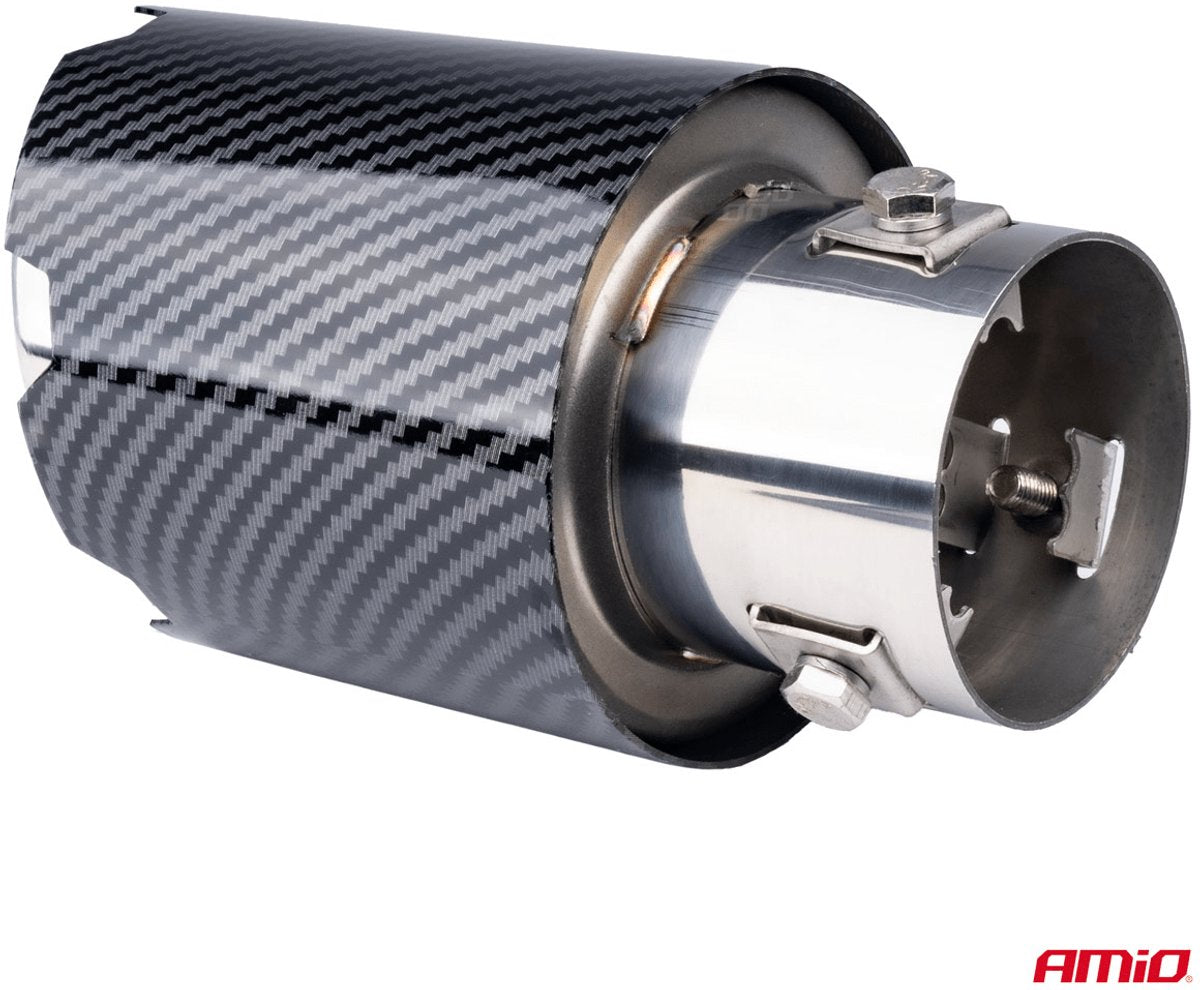 Amio uitlaat einddemper sierstuk rvs koppelstuk 89mm carbon