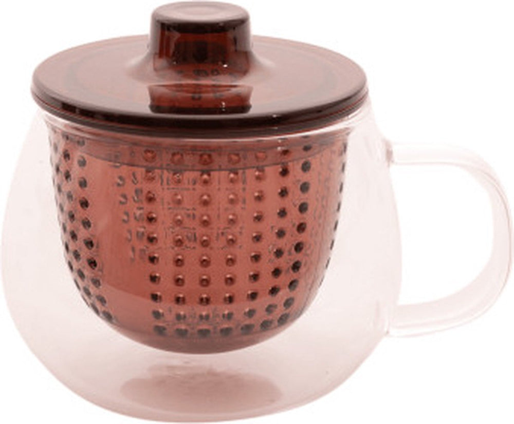 Point-virgule theemok met filter uit borosilicaatglas en kunststof aubergine 300ml