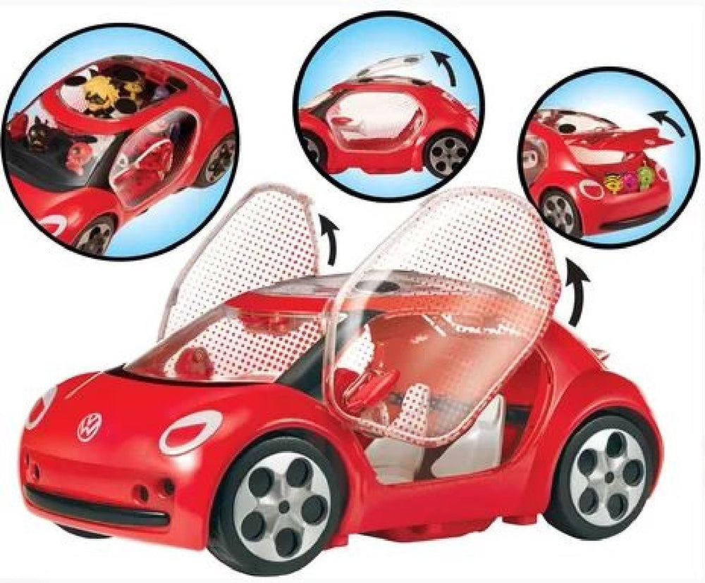 Bandai - miraculous ladybug car - volkswagen e-kever van ladybug - officieel gelicentieerde miraculous movie - deuren, kofferbak en schuifdak - pop niet inbegrepen - speelgoed kind 4 jaar oud en + - p50669