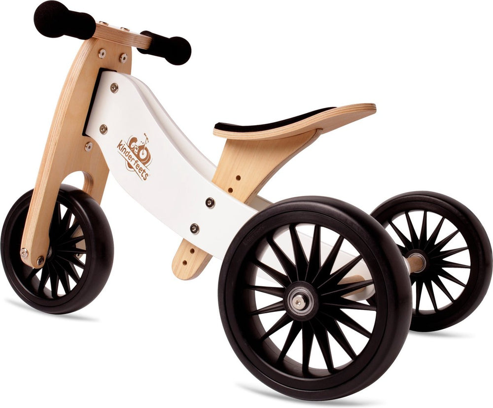 Kinderfeets 2-in-1 houten loopfiets driewieler tiny tot plus - wit
