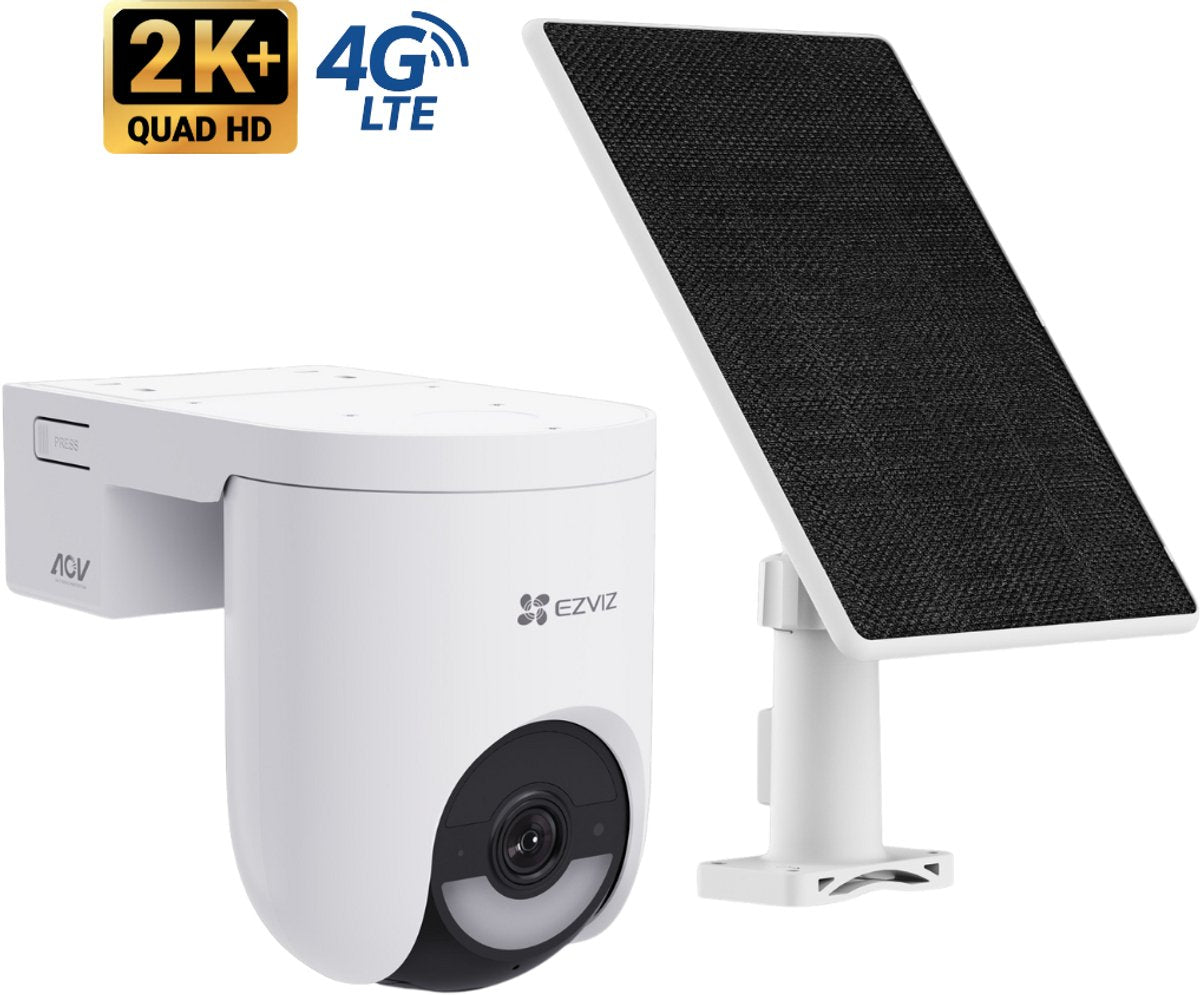 Ezviz hb8 lite 4g wifi 6 kit – 2k+ -ptz beveiligingscamera 5w zonnepaneel – 360° vision - ai detectie - kleur nachtzicht – sirene spotlight- geen maandkostenng