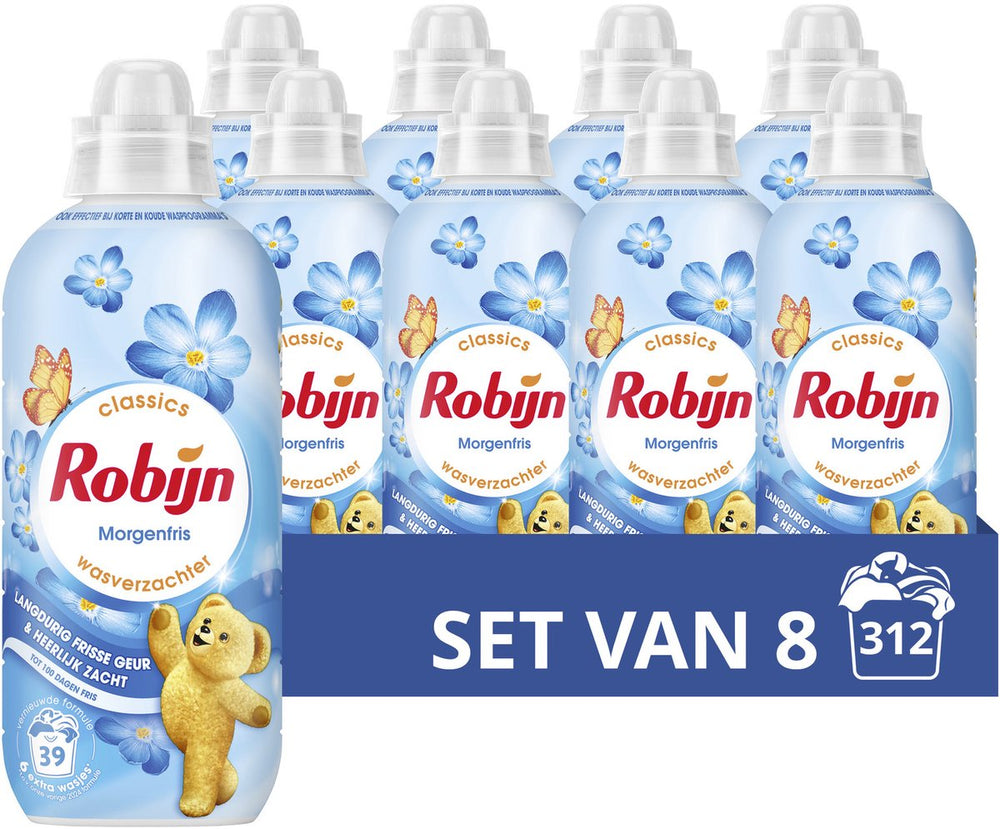 Robijn - wasverzachter - morgenfris - 8 flessen - 312 wasbeurten - voordeelverpakking