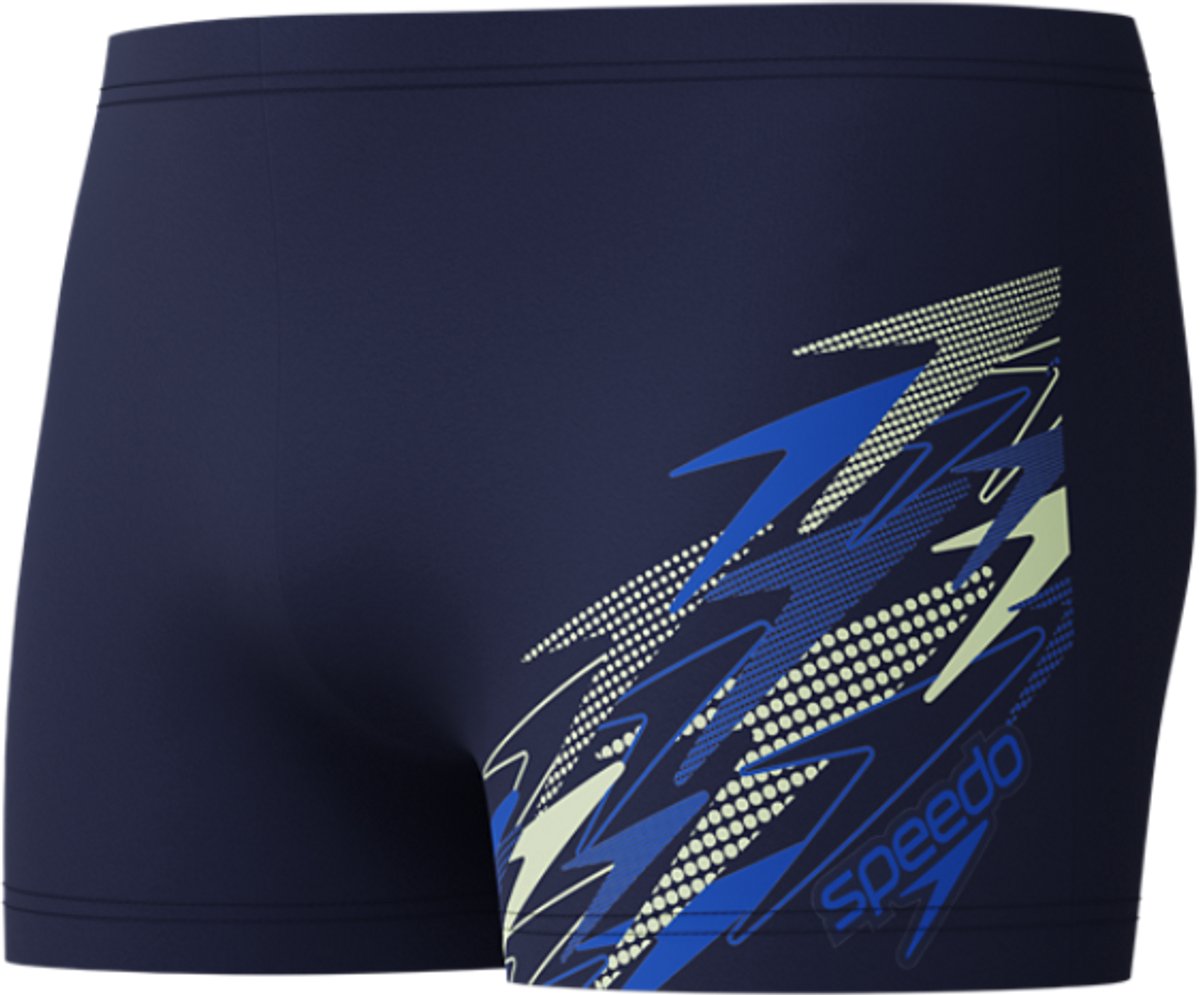 Speedo medley logo aquashort heren - strakke zwemshort heren - vormvaste zwemboxer heren - sportzwembroek heren met trekkoord - marine blauw - xs
