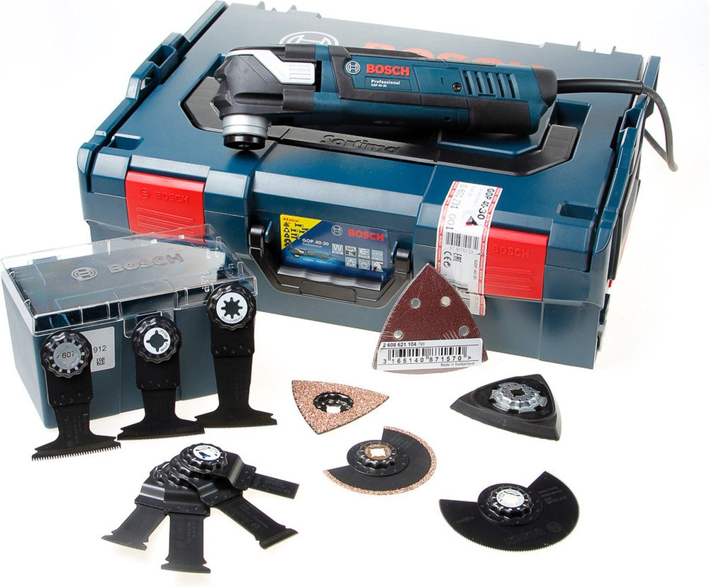 Bosch omt gop 40-30+ac (segmentblad acz 85 eb acz 85 rt3, invalzaagblad paiz 32 apb aiz 32 epc aii 65 bspb aiz 32 apb aii 65 apb paii 65 apb, schuurplateau avz 93 g avz 78 rt2, set schuurbladen (korrel 2x80 korrel 2x120 korrel 1x240) )
