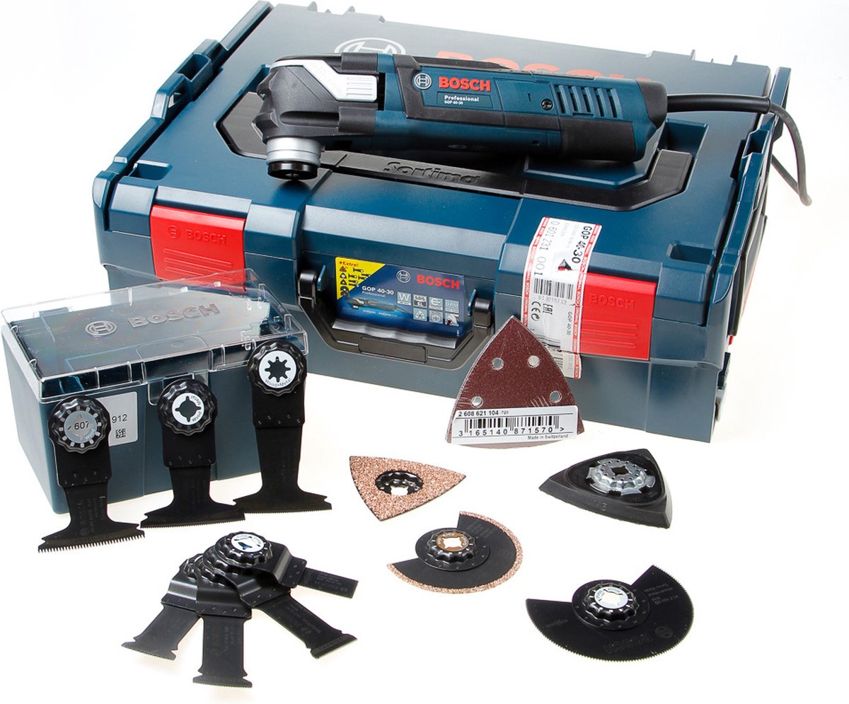 Bosch omt gop 40-30+ac (segmentblad acz 85 eb acz 85 rt3, invalzaagblad paiz 32 apb aiz 32 epc aii 65 bspb aiz 32 apb aii 65 apb paii 65 apb, schuurplateau avz 93 g avz 78 rt2, set schuurbladen (korrel 2x80 korrel 2x120 korrel 1x240) )