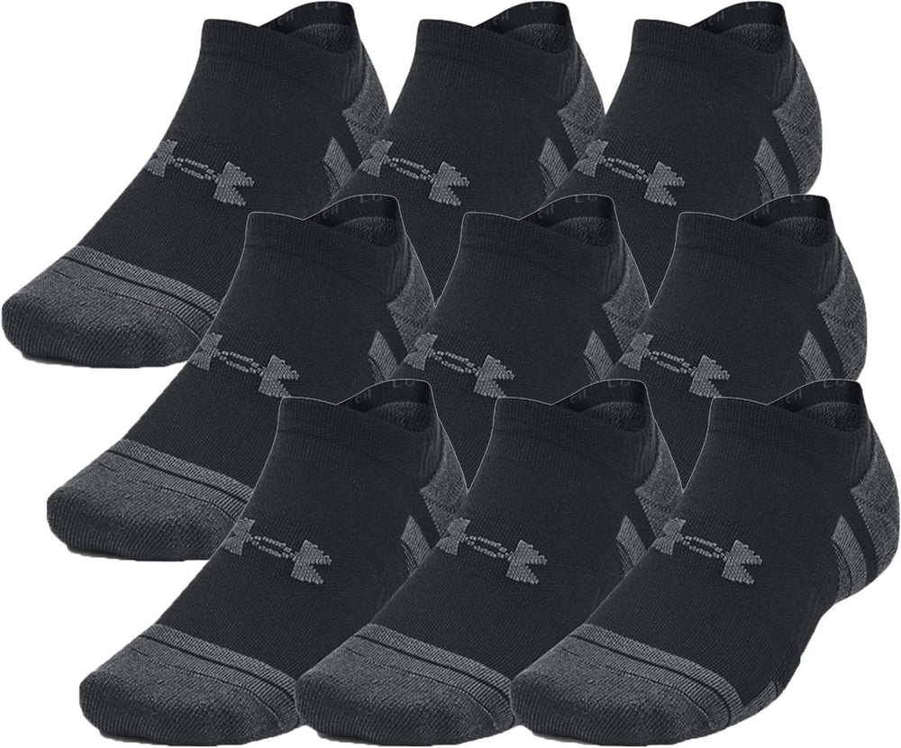 Under armour ua performance tech 3pk ns-blk unisex sportsokken - zwart - jet grijs