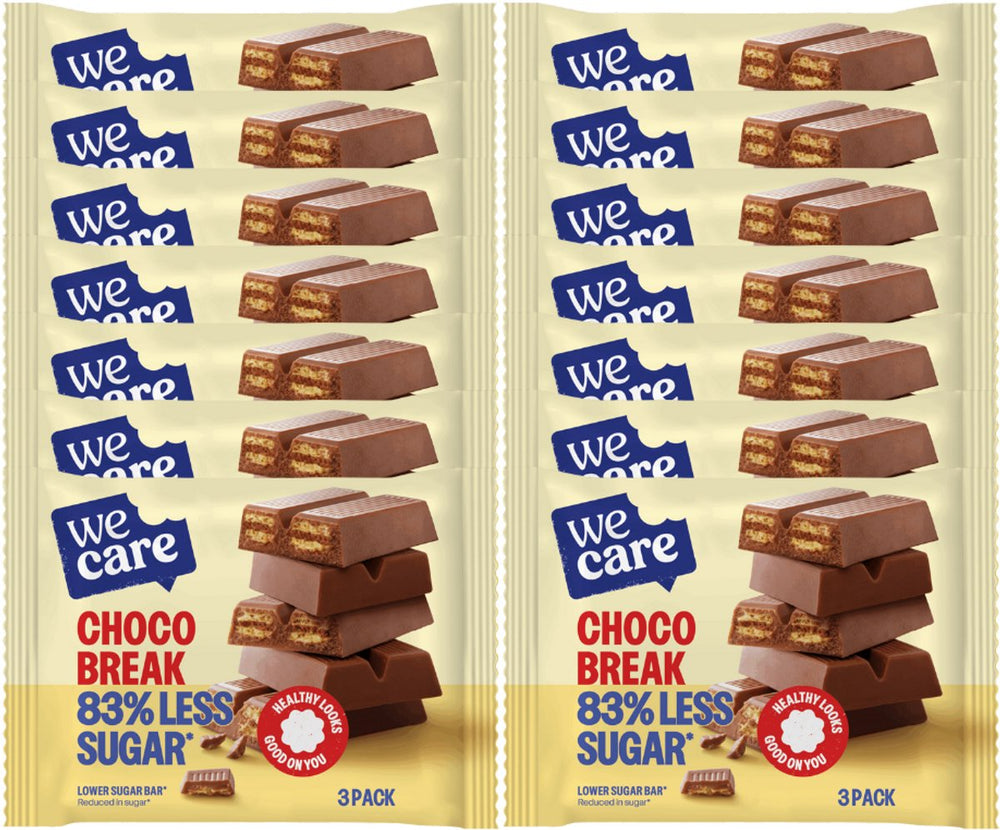 Wecare lower sugar - bar - chocolade break - 14 x 64,5 gr