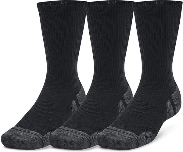 Under armour ua performance tech 3pk crew-blk unisex sportsokken - zwart - jet grijs 39-42