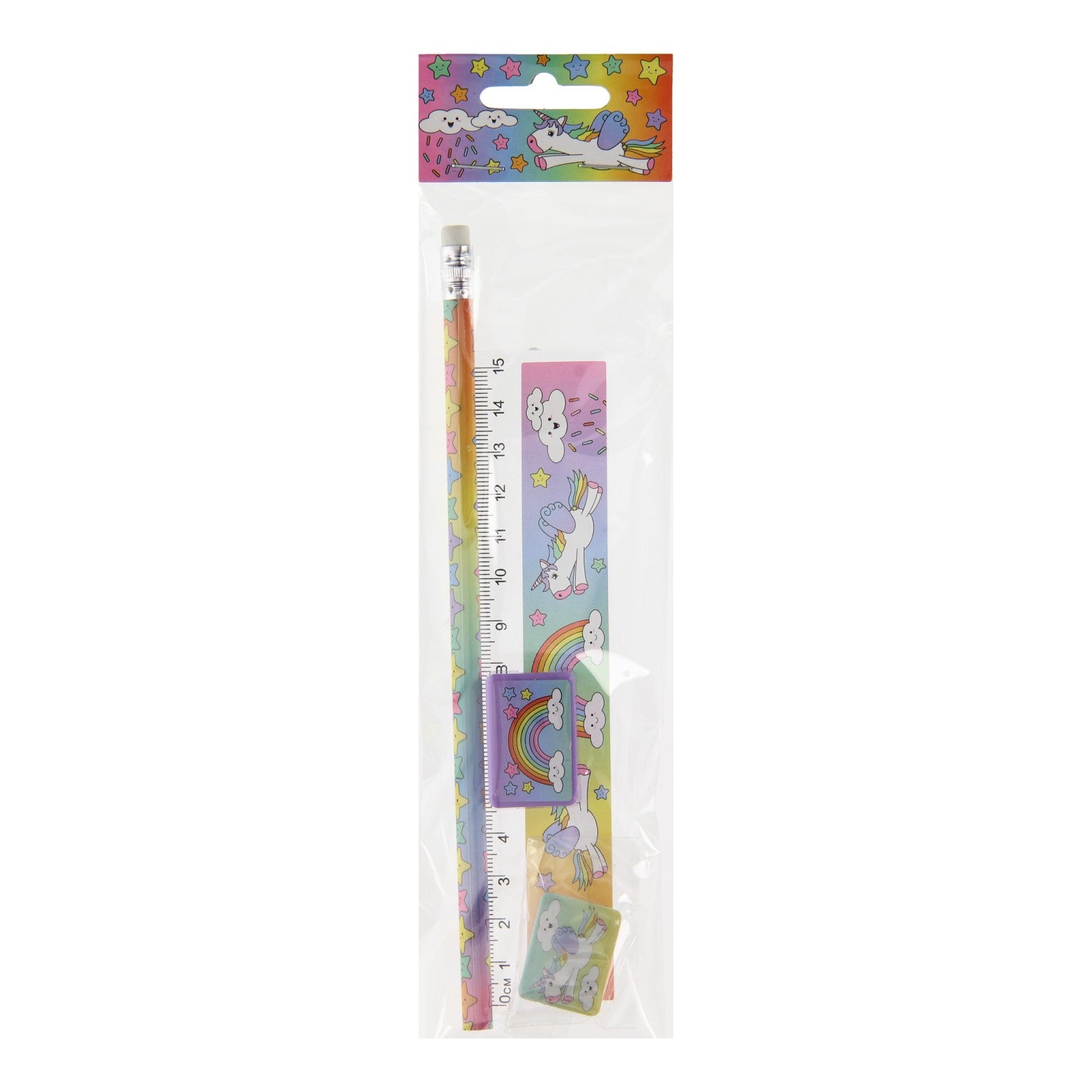 Duckiez schrijfset eenhoorn 19 cm set van 4 | 24 stuks