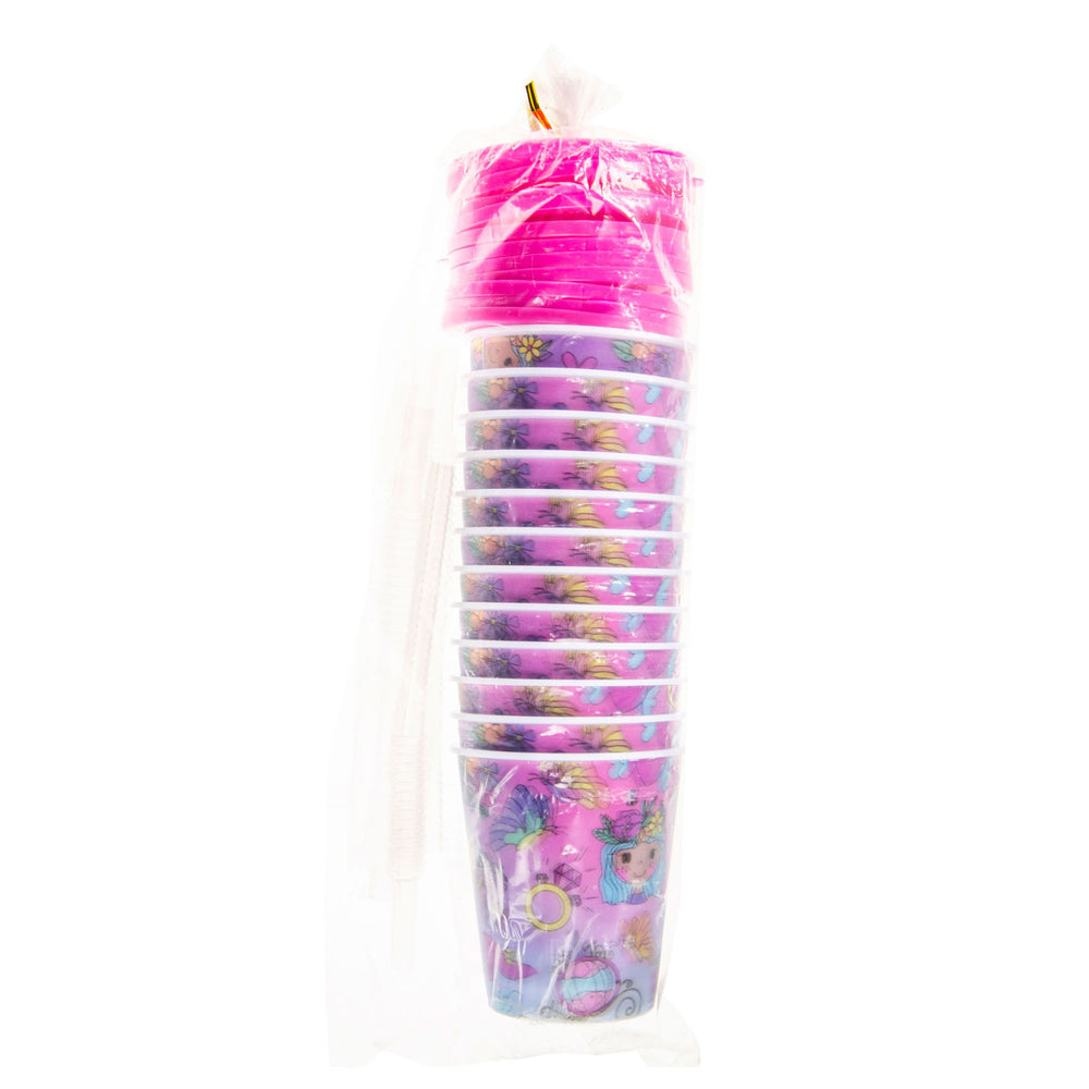 Duckiez beker met deksel en rietje prinses, 12st.