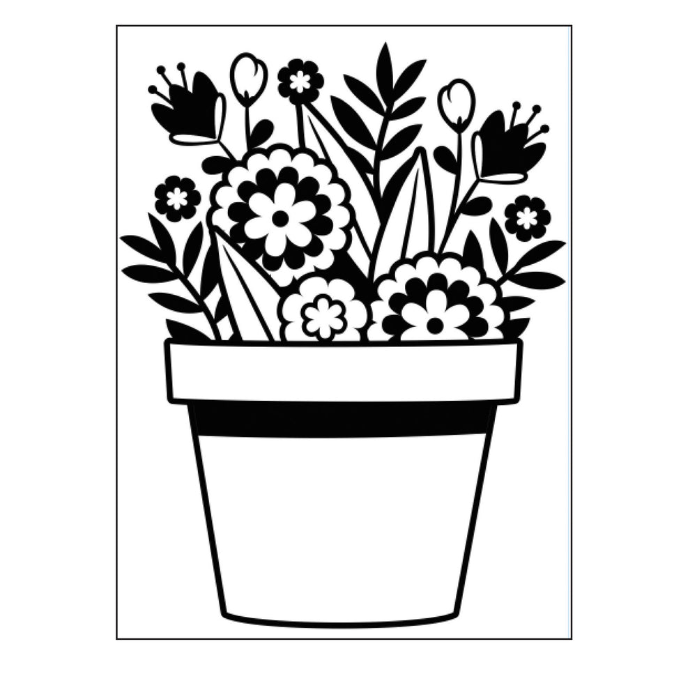 Darice • embossing sjabloon bloemen in pot