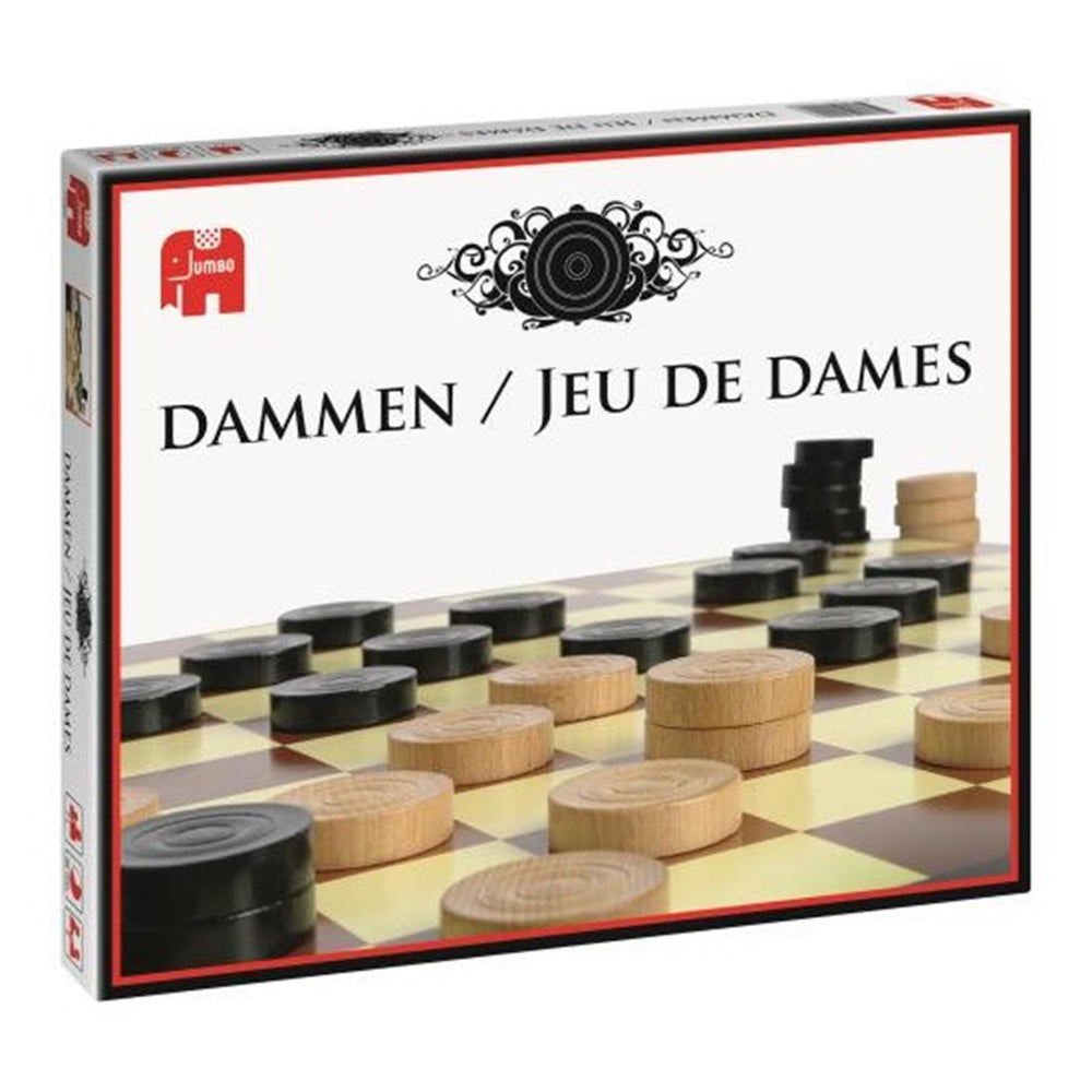Jumbo dammen 1 kartonnen dambord met 40 houten schijven