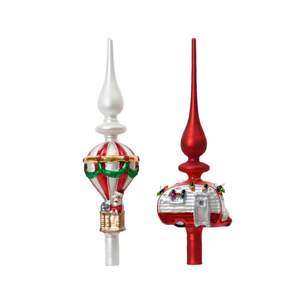 Decoris piek heteluchtballon caravan van glas 31cm alleen nog luchtballon voorradig!