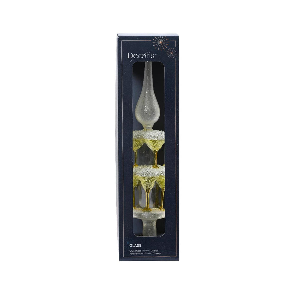 Decoris piek cocktailtoren van glas 31cm geelgroen
