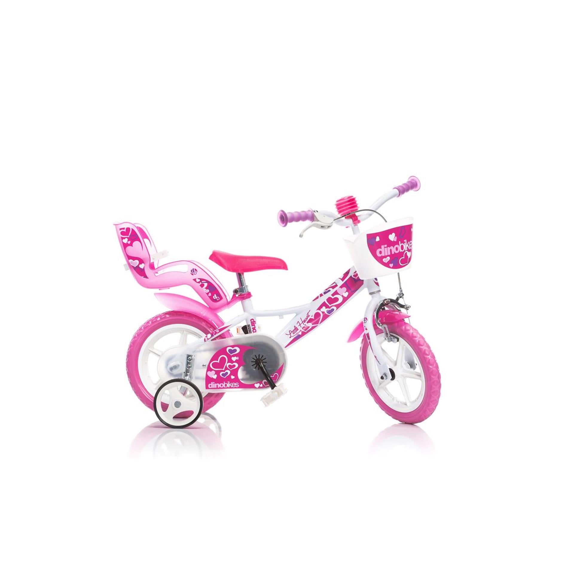 Little Heart 12 Inch 21 cm Meisjes V-Brakes Wit Roze