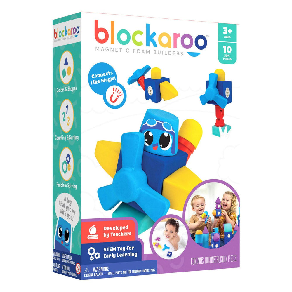 Blockaroo Magnetisch Foam Blokken Vliegtuigdoos, 10dlg.