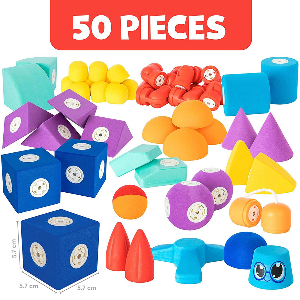 Blockaroo Magnetisch Schuim Blokken Bouwdoos, 50dlg.