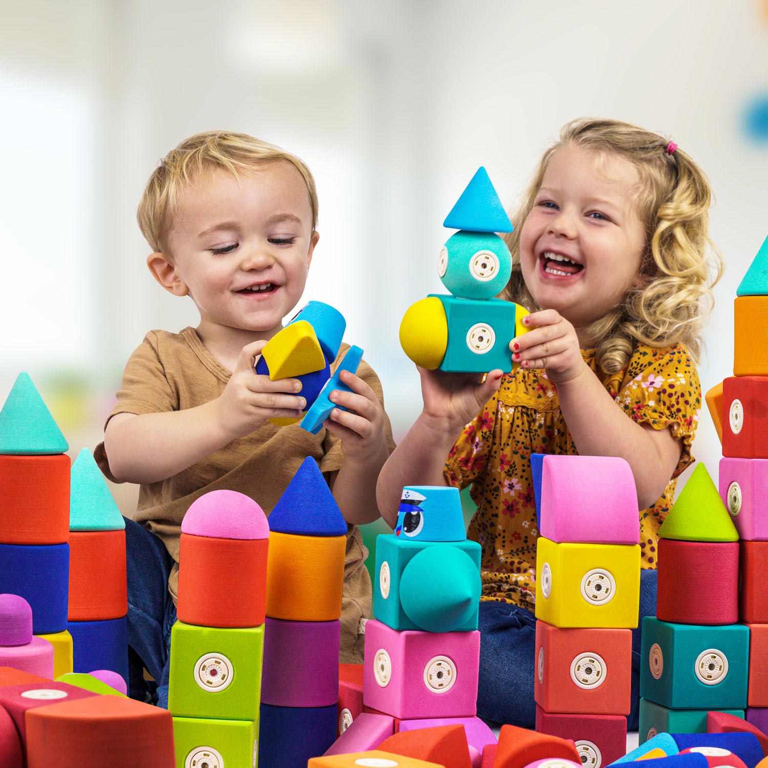 Blockaroo Magnetisch Schuim Blokken Bouwdoos, 50dlg.
