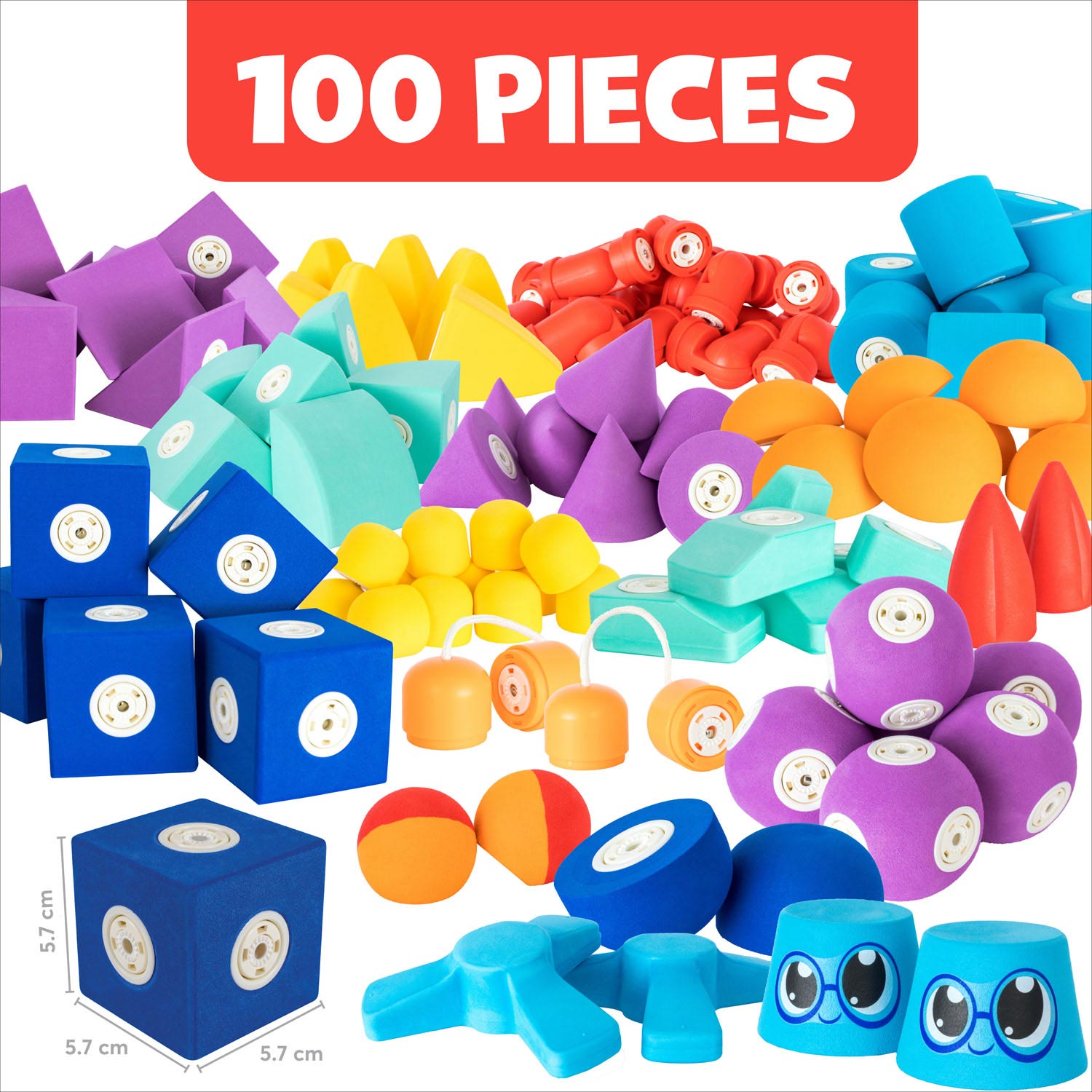 Blockaroo Magnetisch Schuim Blokken Schatkist Box, 100dlg.