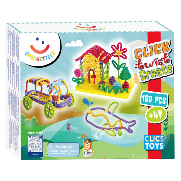 Clics spaghetteez 3d art flexibele bouwstaafjes, 160dlg.