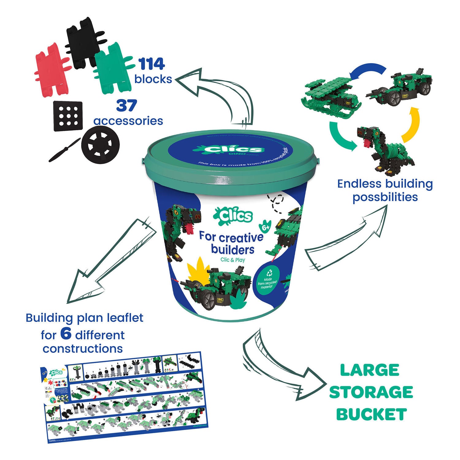 Clics bouwblokken dino wereld