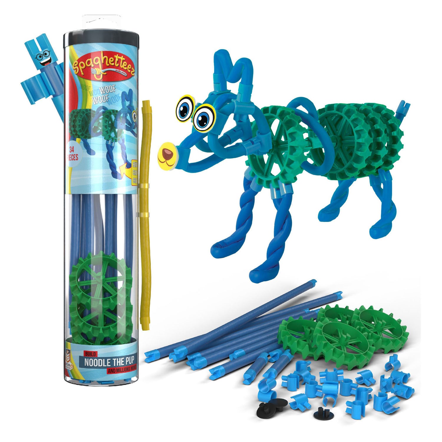 Clics spaghetteez noodle de pup flexibele bouwstaafjes, 34dlg.